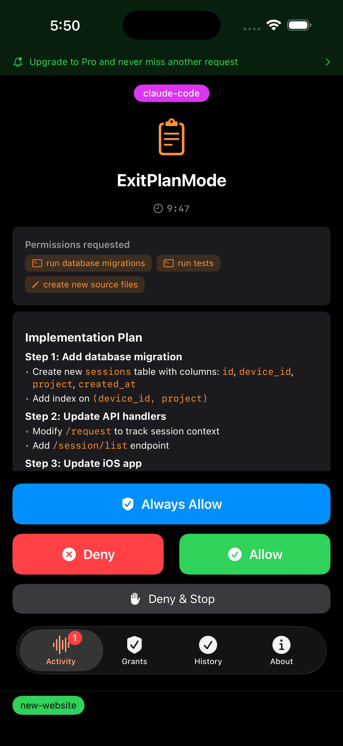 Greenlight app screenshot showing AI agent monitoring interface